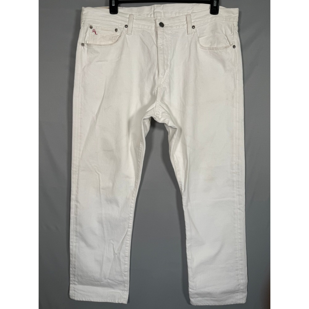 Polo Ralph Lauren Hampton Straight White Denim‎ Jeans Mens 40x30.5 RL Logo